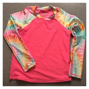Wonder Nation Long Sleeve Girls rash guard Swim Shirt- Size M (8-10)